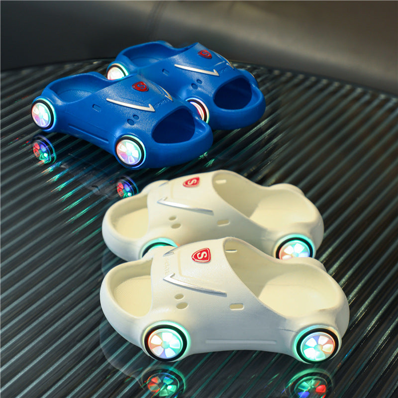 Kids Glowing Slippers Cartoon Car Sandals Children Sandals Anti Slip Boys Girls Luminous Slippers Summer Beach Shoes - Hiccupzz