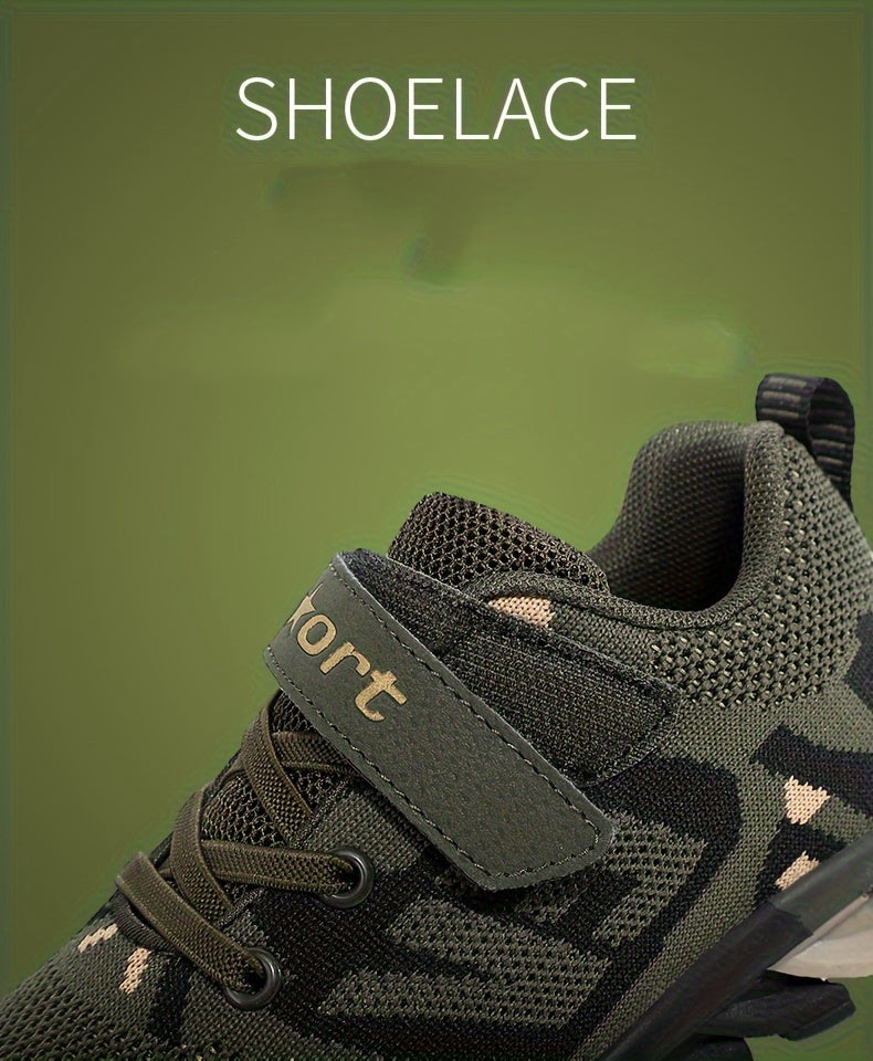 Boy's Trendy Camouflage Mesh Breathable Sneakers, Comfy Non-Slip Soft Sole Running Shoes - Hiccupzz