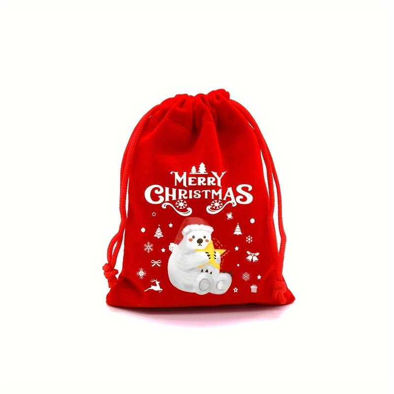 Festive Red Velvet Goody Bags – Ideal for Christmas Party Favors or Jewelry Pouches - Hiccupzz
