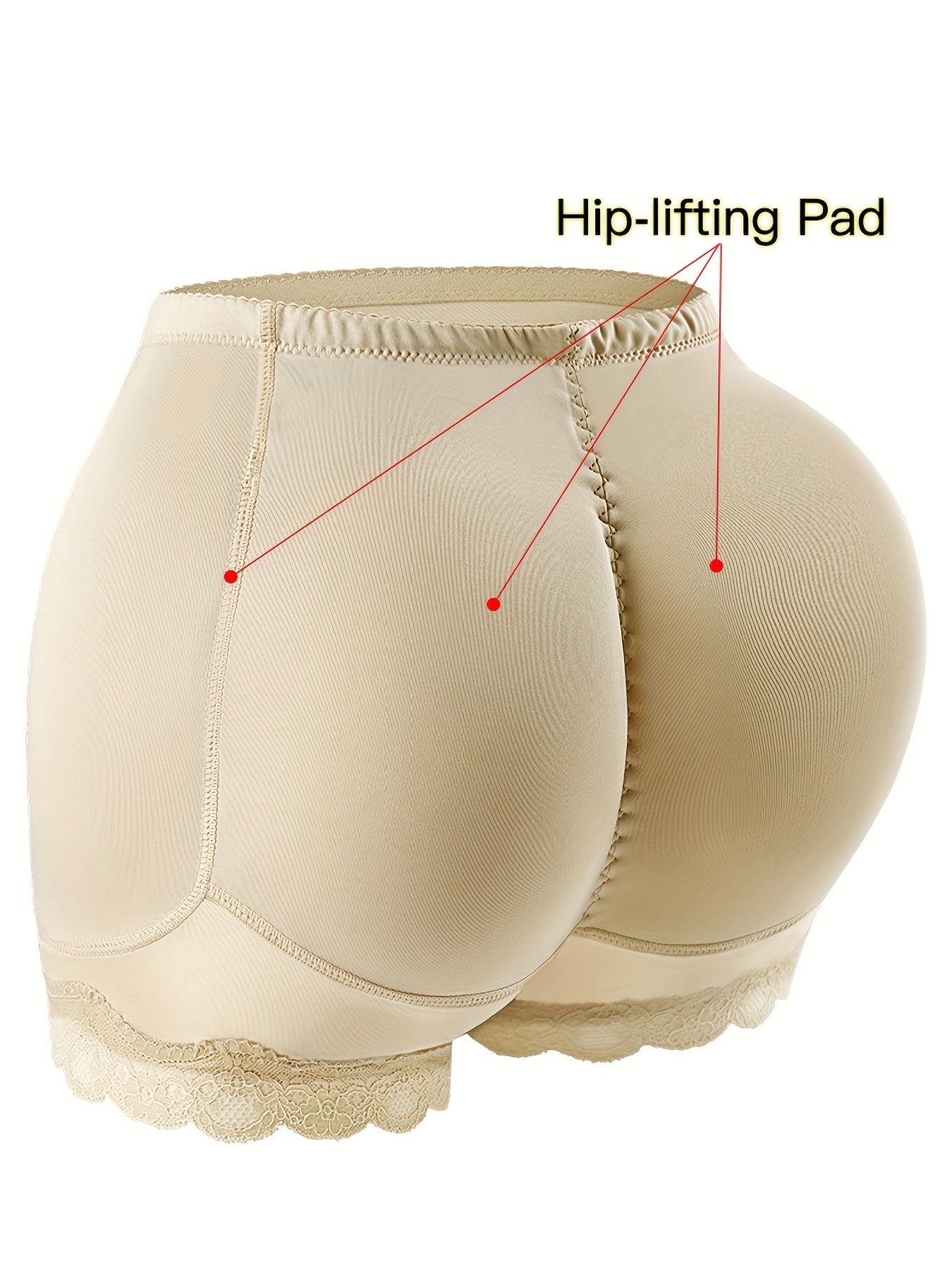 Comfortable Lace Trim Control Panties with Butt Lifting Pads - Women's Intimate Boyshorts for a Flattering Figure - Hiccupzz