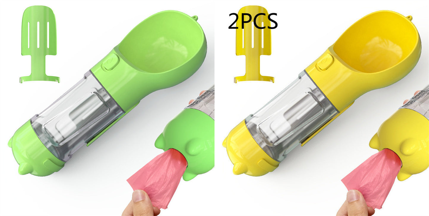 Pet Water Bottle Feeder Bowl Garbage Bag Storage Portable Pet Outdoor Travel 3 In 1 Dog Water Bottle - Hiccupzz