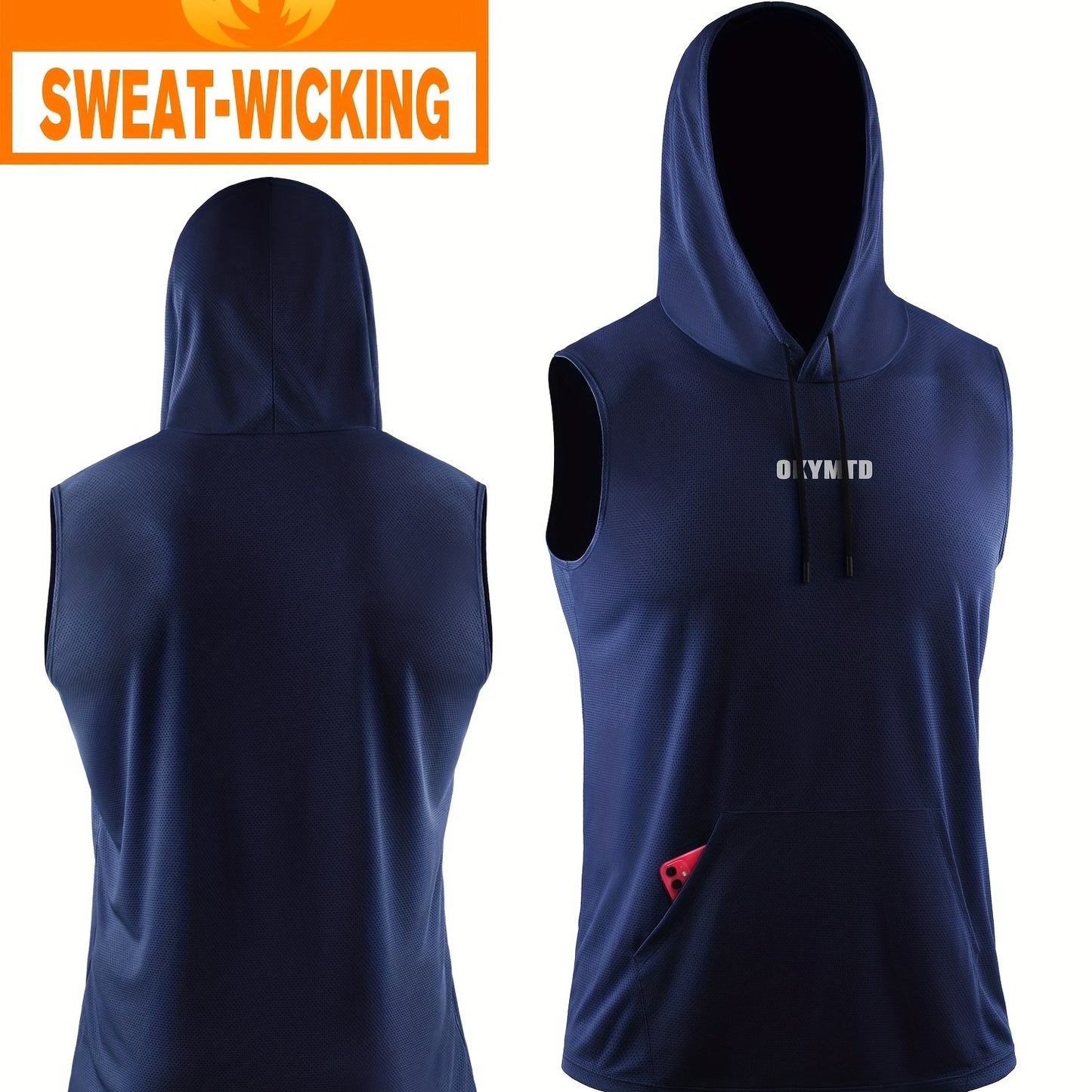 Men's Hooded Loose Vest, Breathable Slightly Stretch Sleeveless Comfy Tops For Men's Outdoor Activities - Hiccupzz