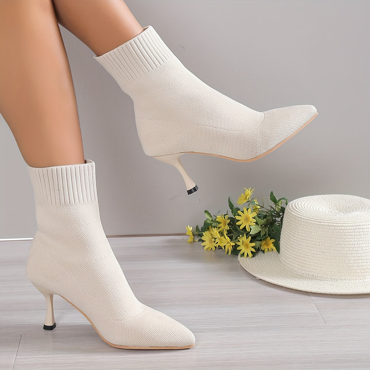 Women's Elegant Pointed Toe Ankle Boots - All-Season Slip-On Dress Boots with Stiletto Heel - Hiccupzz