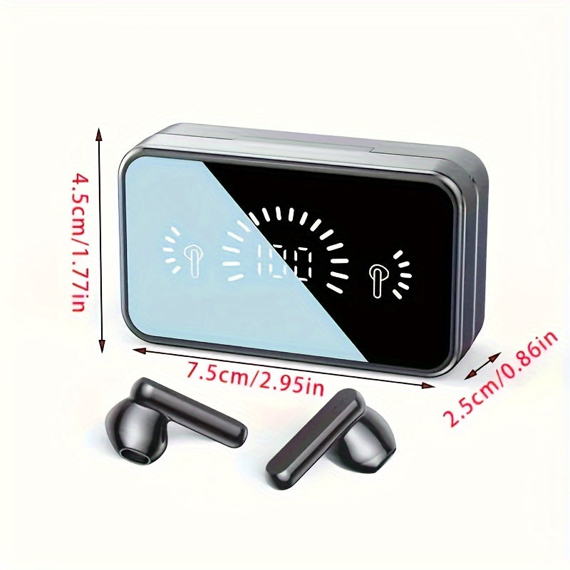 Long Working time, New Three-screen Intelligent Digital Display Power Wireless Earphones, High-end Fashionable Mirror Earphones, Mobile Phone Emergency Charging, Sports Game Music Headset - Hiccupzz
