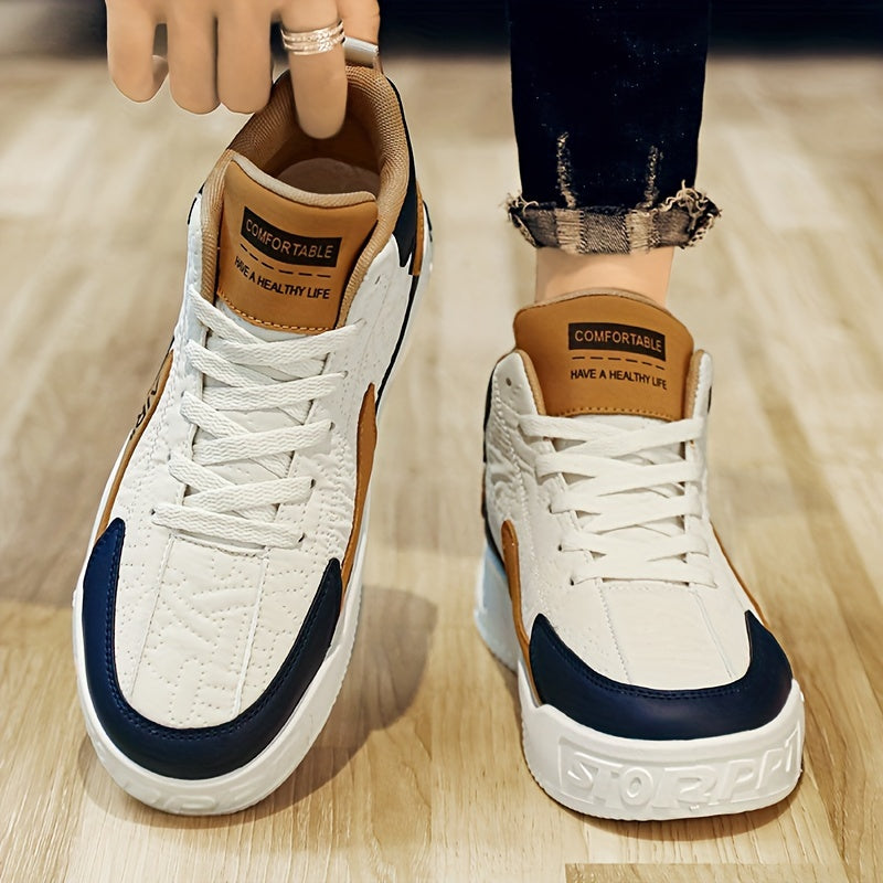 Men's Trendy High Top Platform Shoes, Non Slip Lace Up Skate Shoes, All Seasons Outdoor Walking Traveling Comfy - Hiccupzz