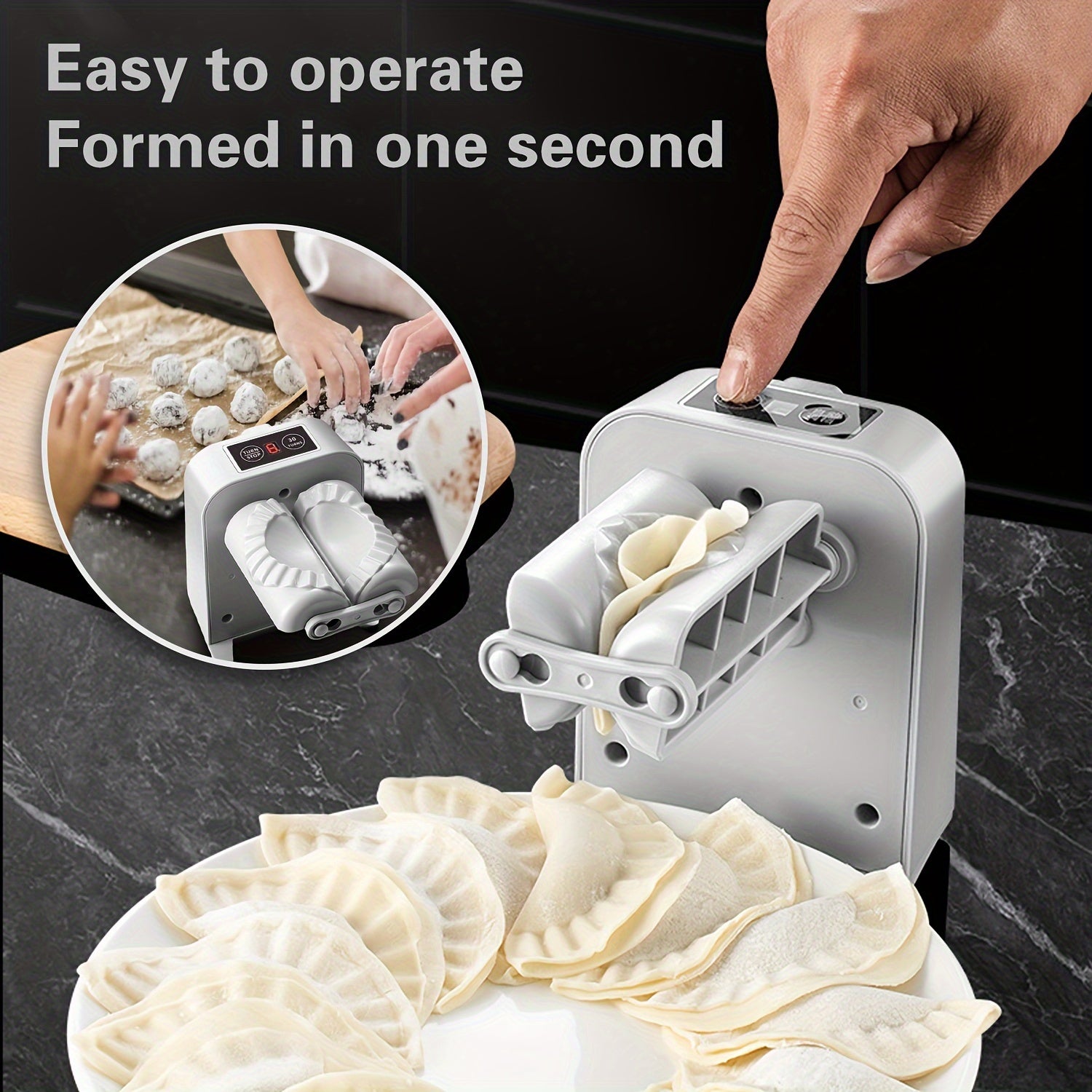 Dumpling Maker Press with Spoon & Brush - 2-Mode Quick Dumpling, Wonton & Chinese Dumpling Forming Tool - Hiccupzz