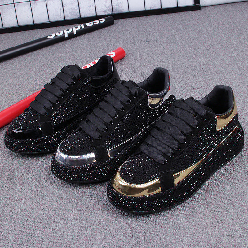 Elevated Casual Glossy Thick Soled Hot Diamond Men's Shoes - Hiccupzz