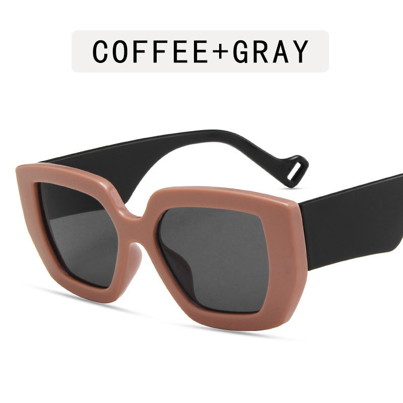 Modern Retro Ins Sunglasses Women's Polygonal Contrast Sunglasses Thick Edge Trendy Sunglasses - Hiccupzz