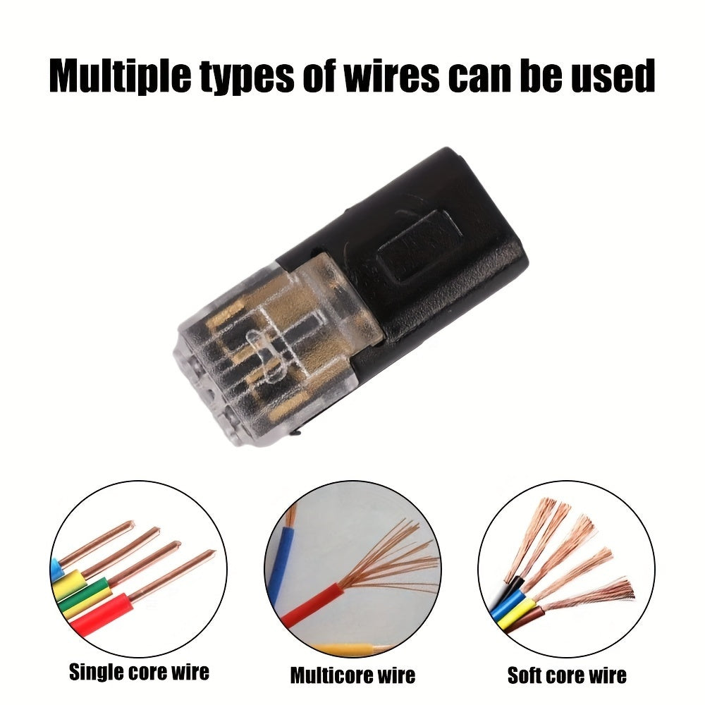 50 Pcs Quick Splice Solderless Connectors - 2-Pin Dual Way for LED Strips, Car, Low Voltage Applications