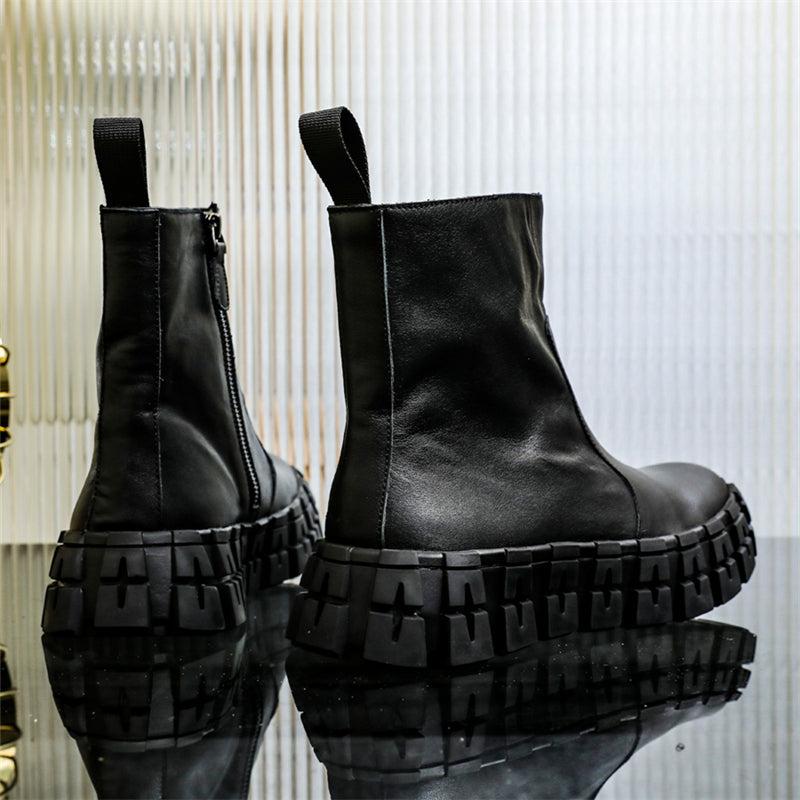 Thick Sole Mid Top Motorcycle Boots - Hiccupzz