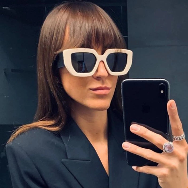 Side Sunglasses Personality Polygon Contrast Sunglasses Retro Sunglasses - Hiccupzz