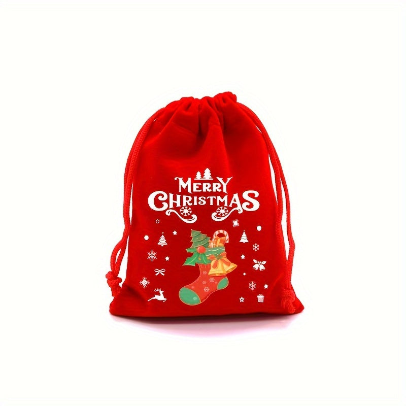 Festive Red Velvet Goody Bags – Ideal for Christmas Party Favors or Jewelry Pouches - Hiccupzz