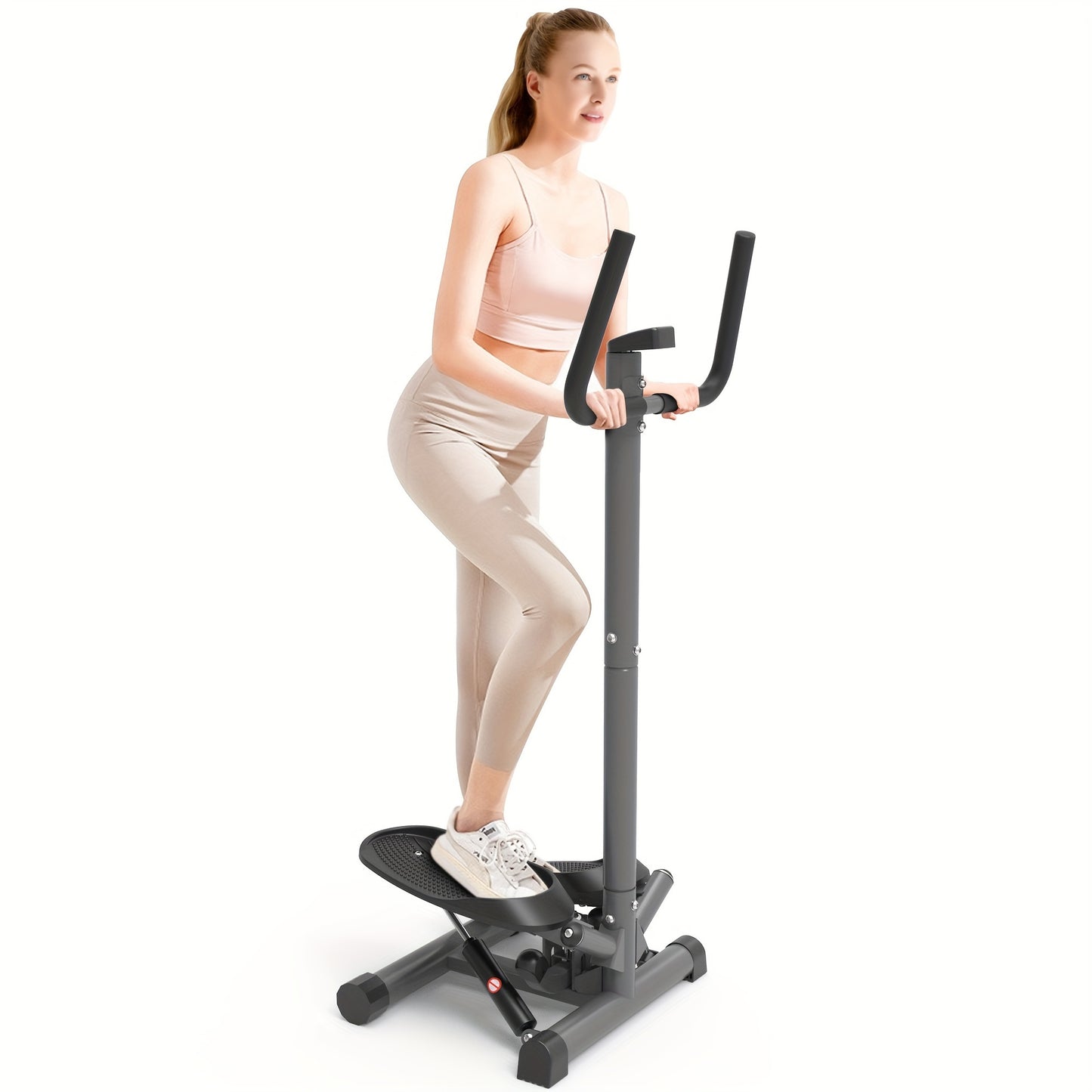leikefitness Premium Portable Twist Stair Stepper Adjustable Resistance, Twisting Step Fitness Machine with Bands and LCD Monitor - Hiccupzz