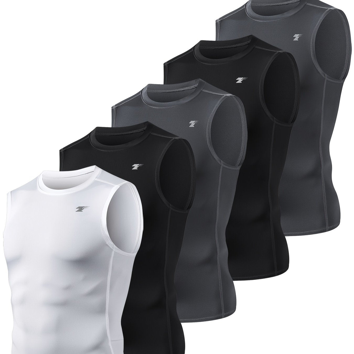 5-Pack Men's Compression Sleeveless Workout Tank Tops for Running & Training - Hiccupzz