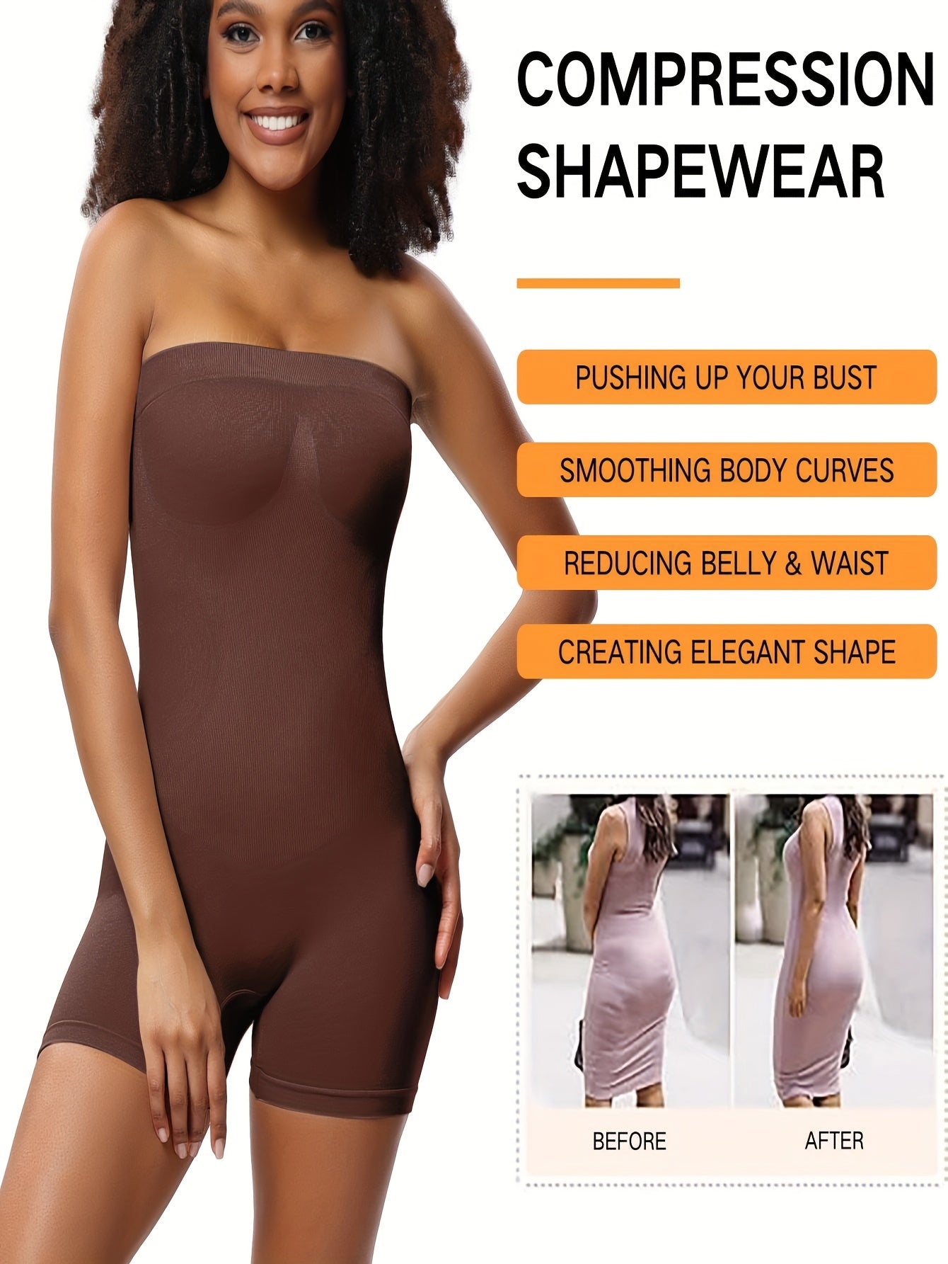 Solid Shapewear Lounge Romper, Tummy Control Butt Lifting Slim Fit Tube Romper, Women's Loungewear - Hiccupzz