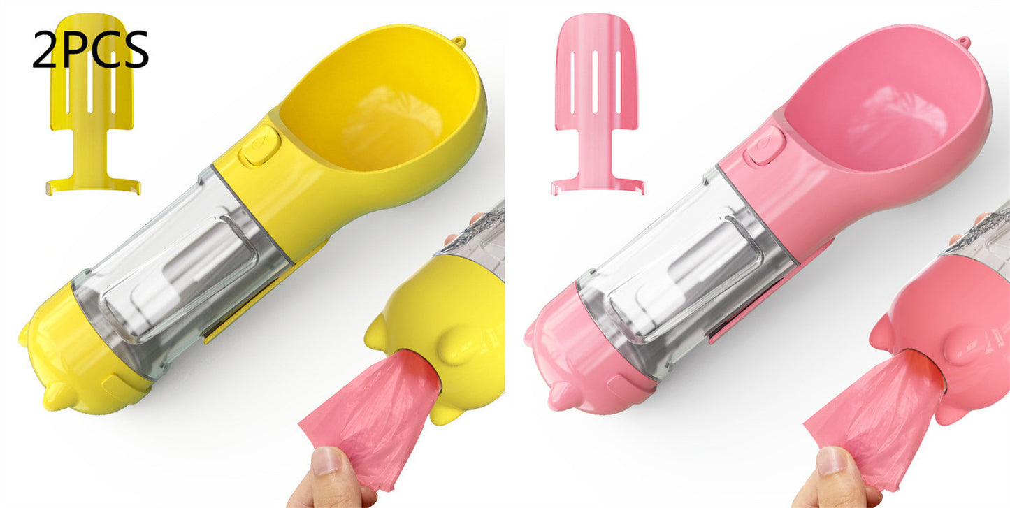 Pet Water Bottle Feeder Bowl Garbage Bag Storage Portable Pet Outdoor Travel 3 In 1 Dog Water Bottle - Hiccupzz