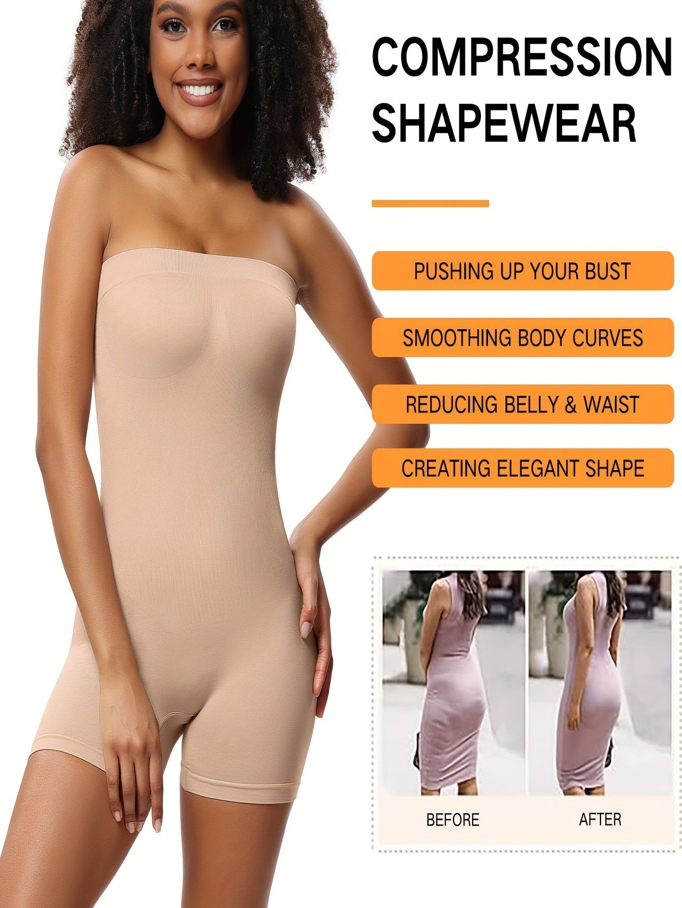 Solid Shapewear Lounge Romper, Tummy Control Butt Lifting Slim Fit Tube Romper, Women's Loungewear - Hiccupzz
