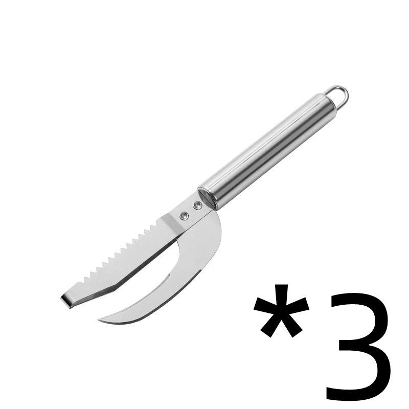 Kitchen 3 In 1 Stainless Steel Scale Planer Fish Scraper Fish Multi-Function Fish Scraper Scale Tool Fish Maw Knife - Hiccupzz