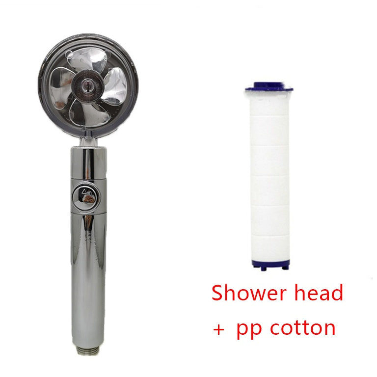 Shower Head Water flow 360 Degrees Rotating With Small Fan ABS Rain High Pressure Spray Nozzle Bathroom Accessories - Hiccupzz