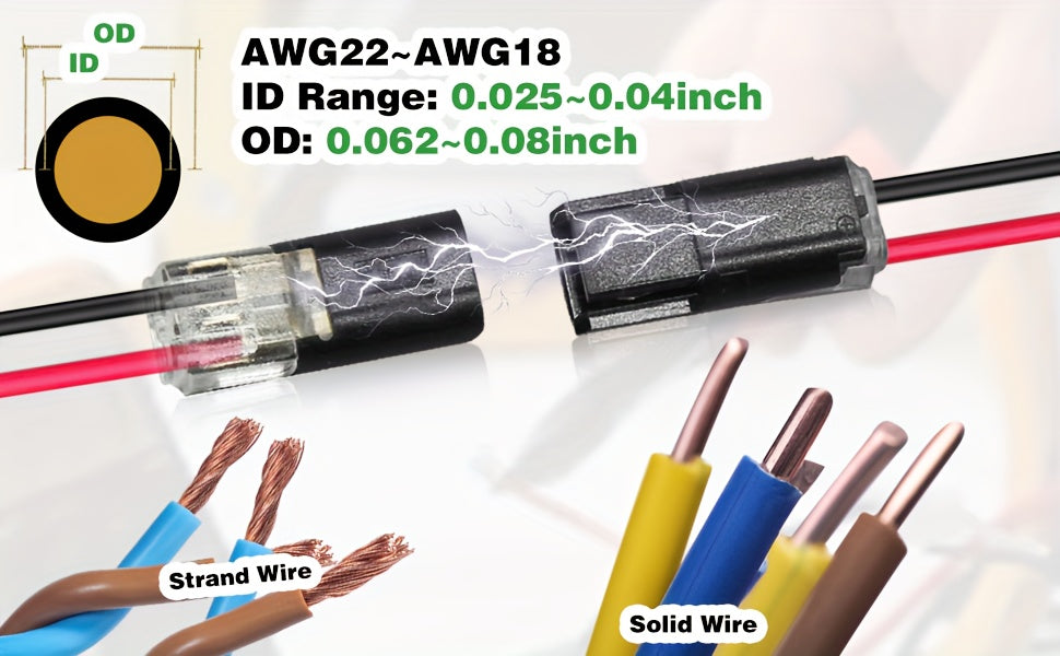 50 Pcs Quick Splice Solderless Connectors - 2-Pin Dual Way for LED Strips, Car, Low Voltage Applications