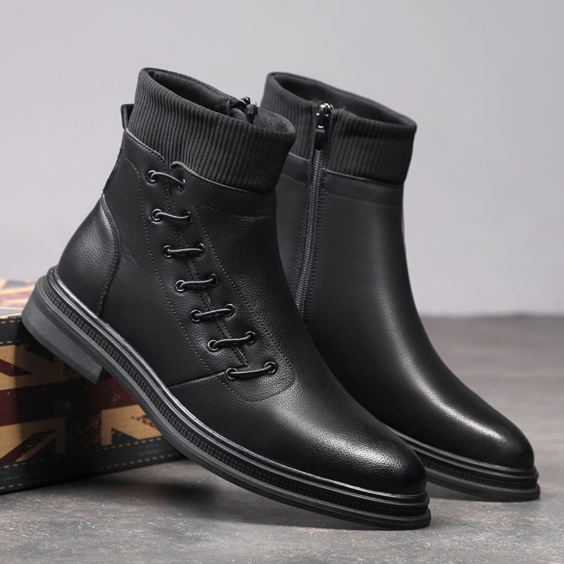 Chelsea Boots British Fashion Men's Shoes Plush And Warm - Hiccupzz