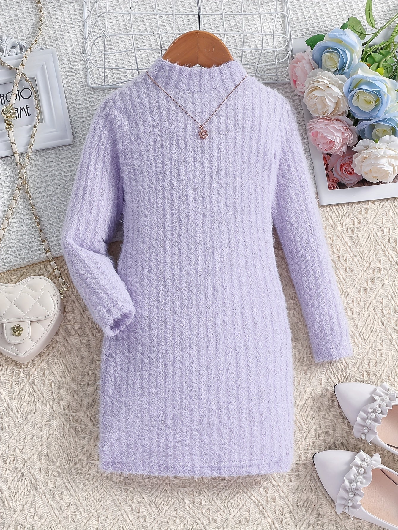Elegant Solid Long Sleeve Dress, Comfy Warm, Fall Winter Party Dress - Hiccupzz