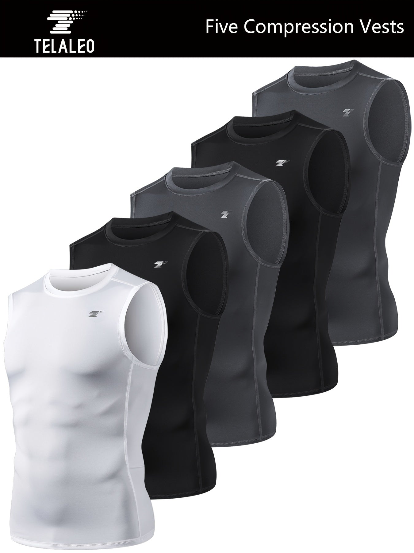 5-Pack Men's Compression Sleeveless Workout Tank Tops for Running & Training - Hiccupzz
