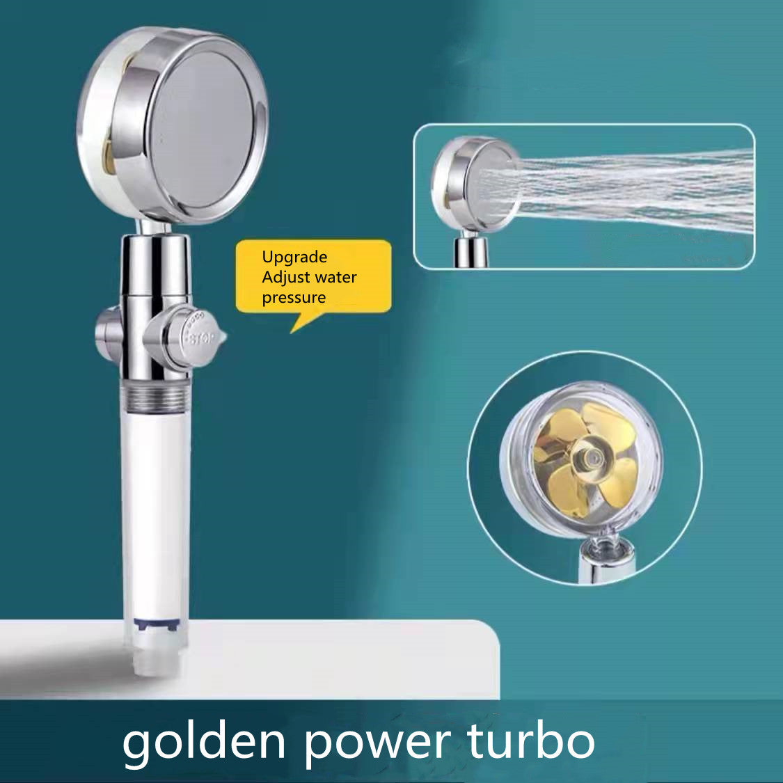 Shower Head Water flow 360 Degrees Rotating With Small Fan ABS Rain High Pressure Spray Nozzle Bathroom Accessories - Hiccupzz