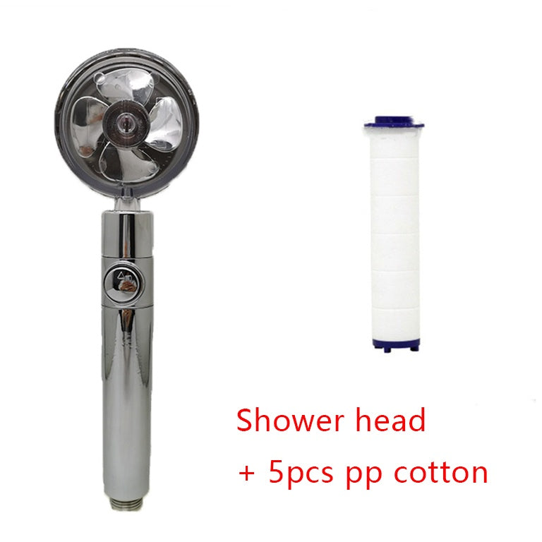 Shower Head Water flow 360 Degrees Rotating With Small Fan ABS Rain High Pressure Spray Nozzle Bathroom Accessories - Hiccupzz