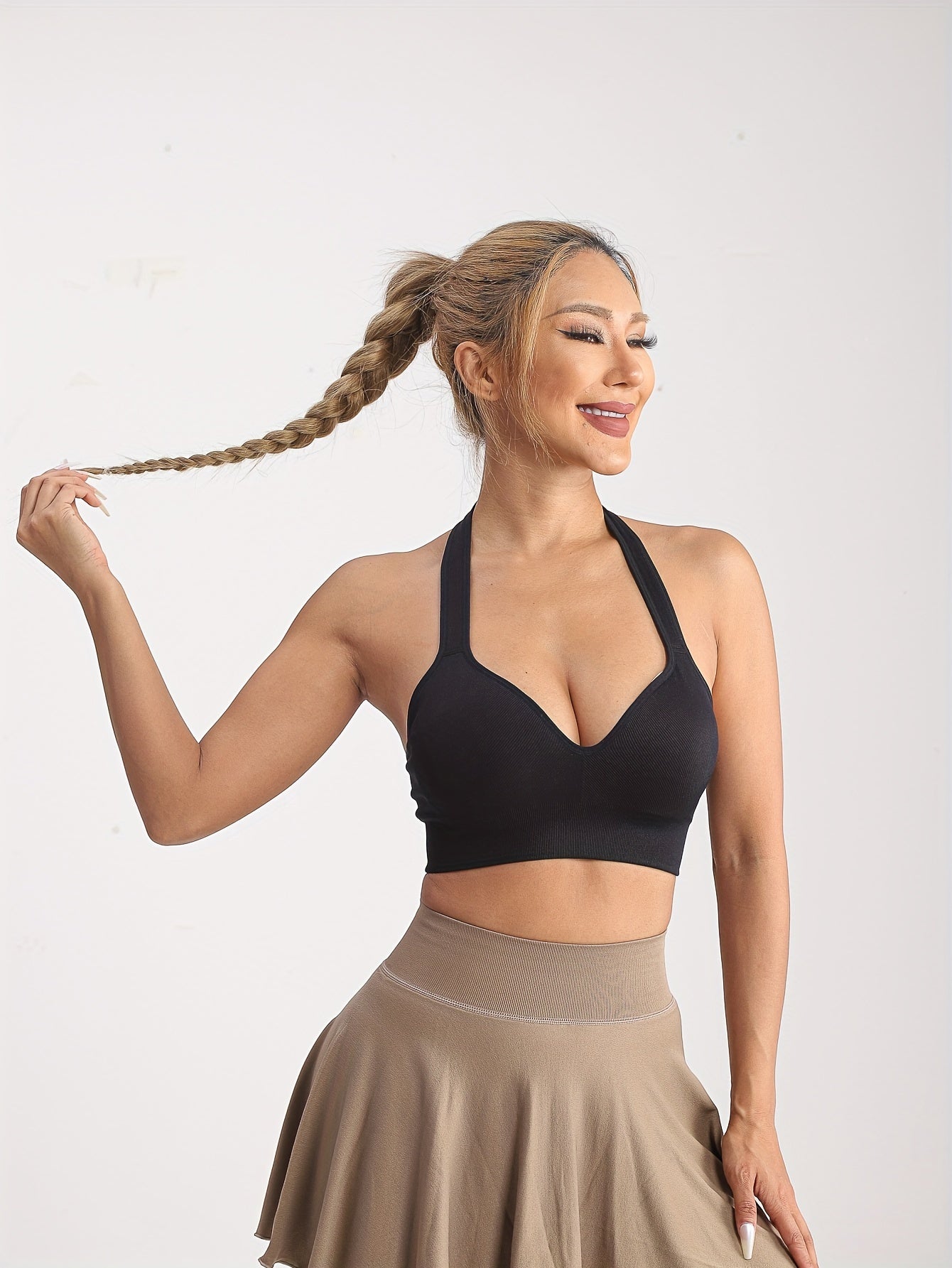 Seamless Sports Bra, High Support versatile Crop Top, Shockproof Fitness Bra with Open Back, Elastic Athletic Tank for Running & Gym – Women's Activewear - Hiccupzz