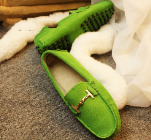 Spring And Autumn New Leather Frosted T Buckle Beanie Shoes - Hiccupzz