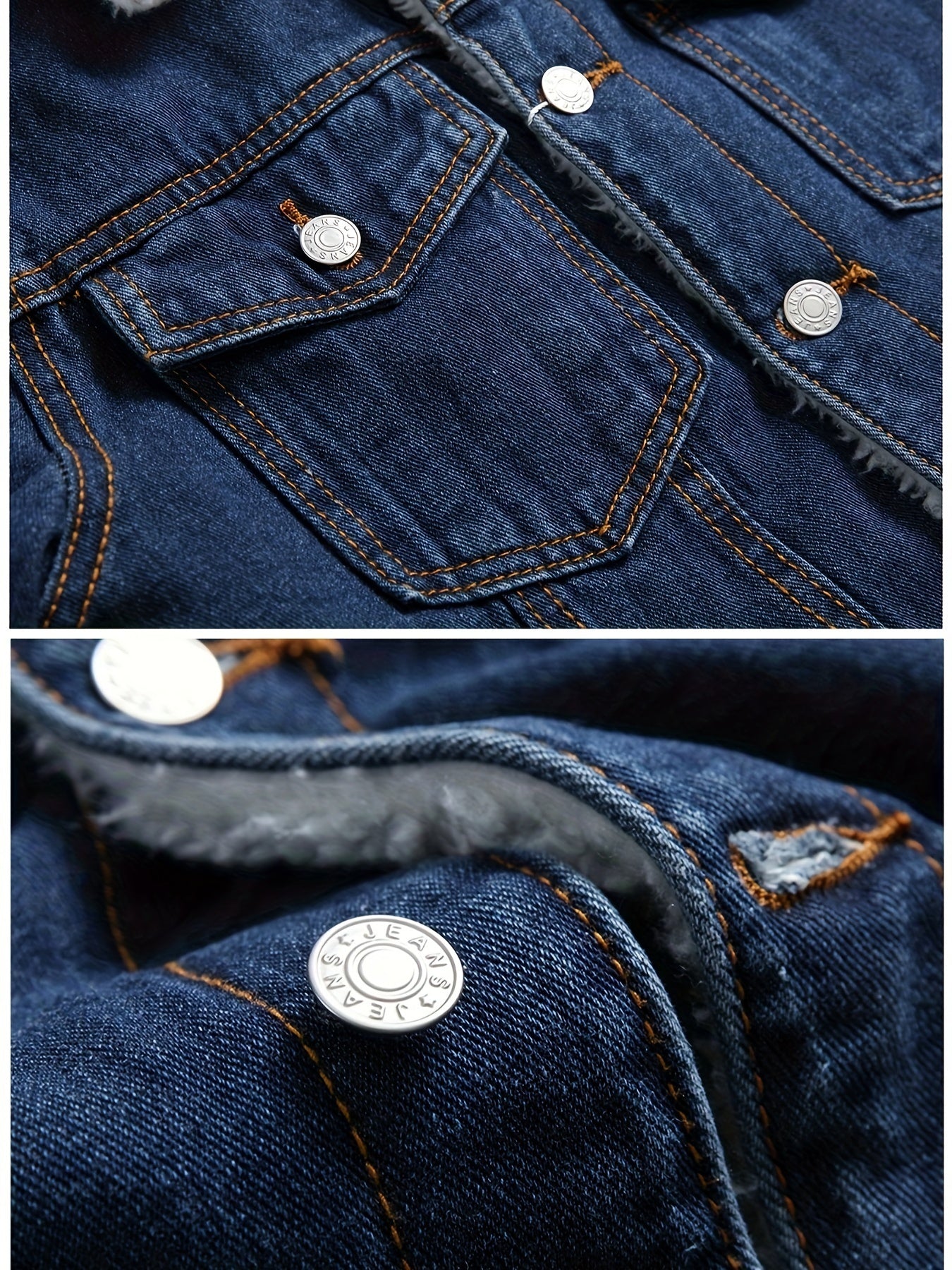 Men's Fleece Lined Denim Jacket Casual Winter Warm Button Down Trucker Jacket Coat with Pockets - Hiccupzz