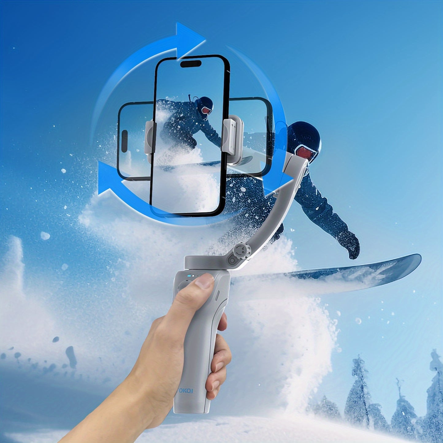 3-Axis Smartphone Gimbal with ActiveTrack, Auto Tracking, Portable & Foldable for Video Recording and Vlogging - Hiccupzz