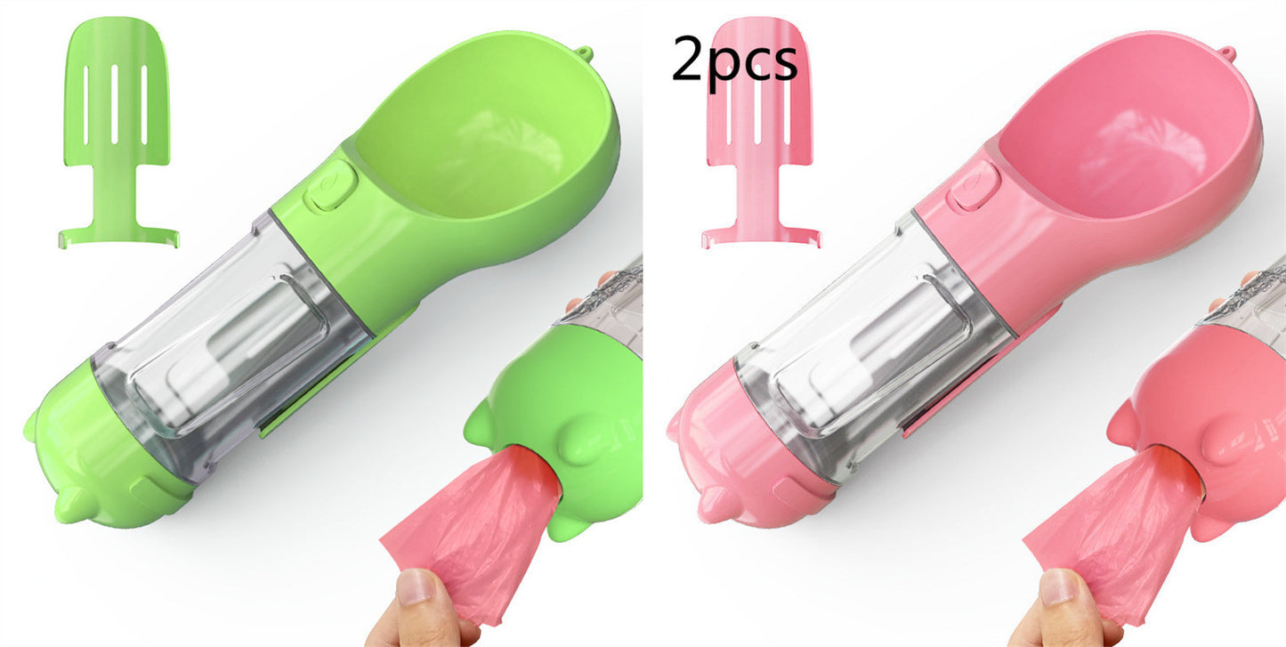 Pet Water Bottle Feeder Bowl Garbage Bag Storage Portable Pet Outdoor Travel 3 In 1 Dog Water Bottle - Hiccupzz