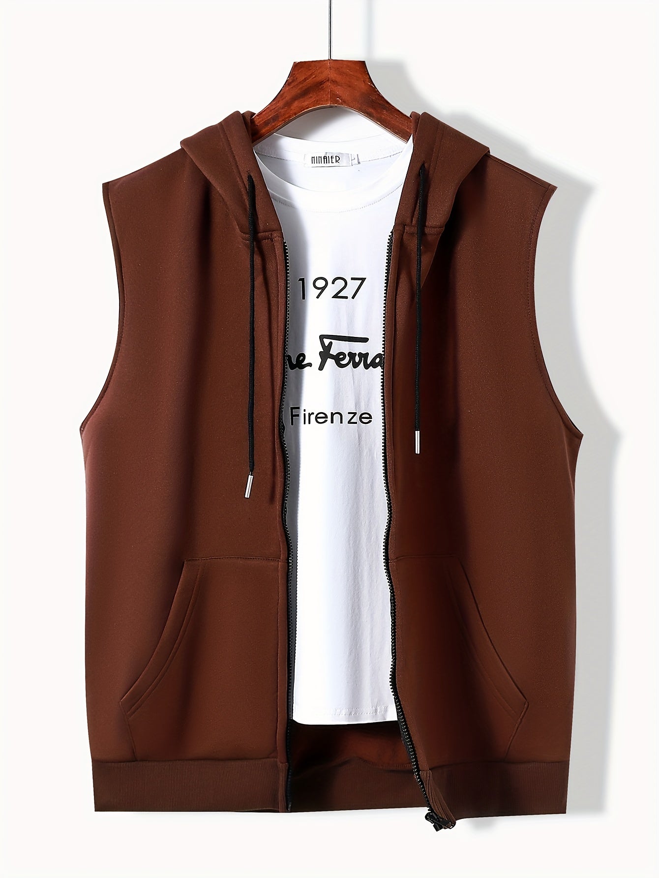 Men's Sleeveless Zip-Up Hoodie Vest with Pocket, Casual Outdoor Activewear - Hiccupzz
