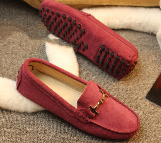 Spring And Autumn New Leather Frosted T Buckle Beanie Shoes - Hiccupzz