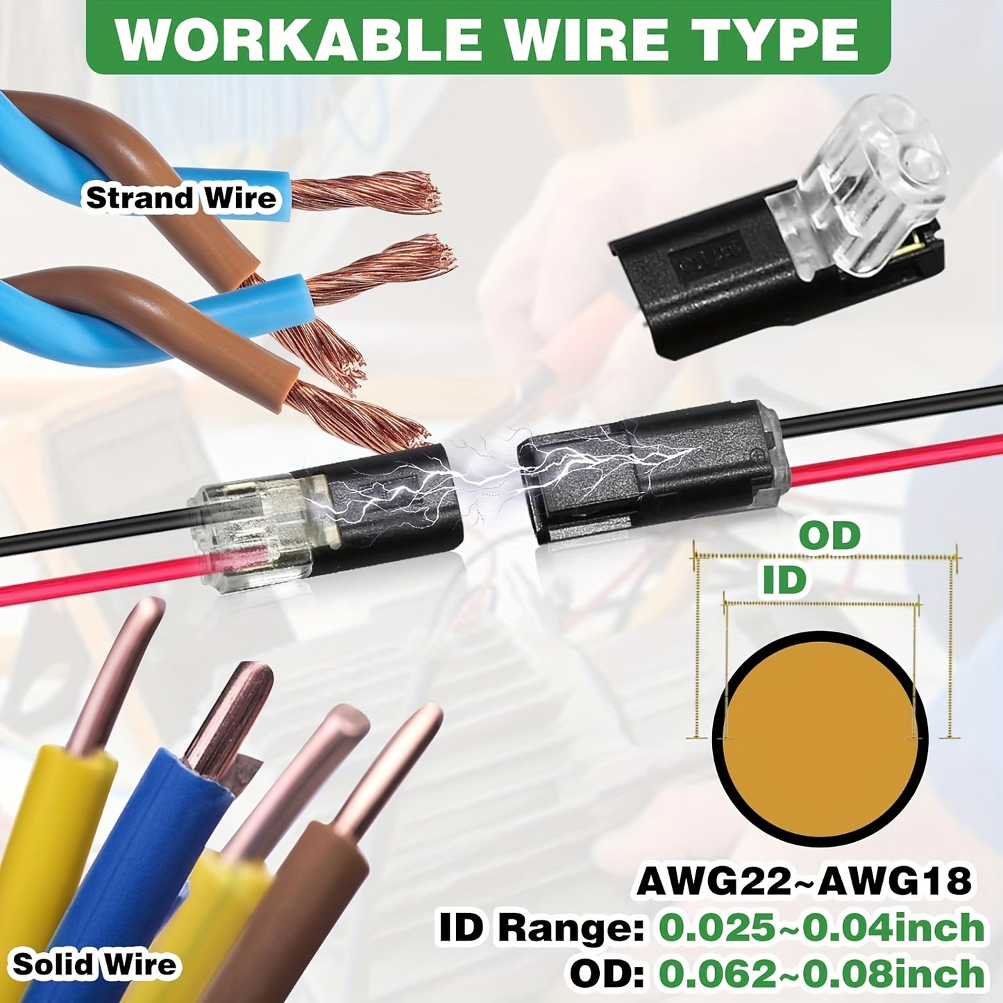 50 Pcs Quick Splice Solderless Connectors - 2-Pin Dual Way for LED Strips, Car, Low Voltage Applications