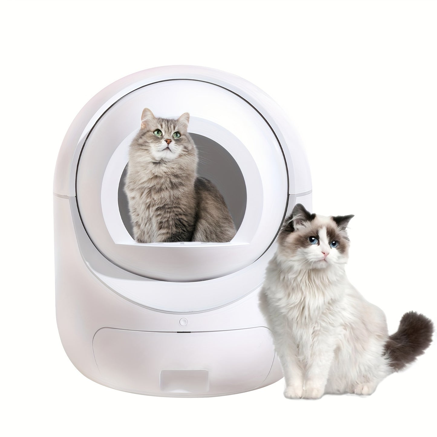 Self-Cleaning Cat Litter Box with Mat & Liners, 70L Capacity, APP-Controlled, Ideal for Multiple Cats - White - Hiccupzz