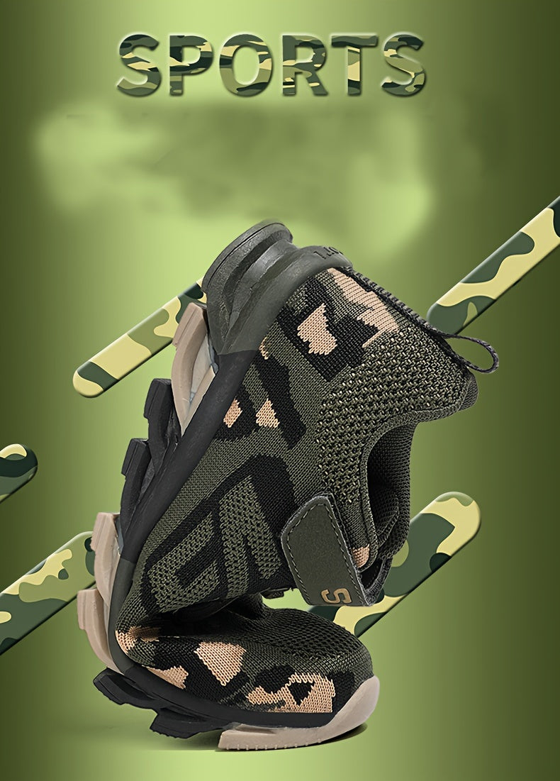 Boy's Trendy Camouflage Mesh Breathable Sneakers, Comfy Non-Slip Soft Sole Running Shoes - Hiccupzz
