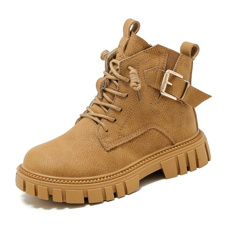 Boy Martin Boots Children Plus Fleece Shortautumn And Winter - Hiccupzz