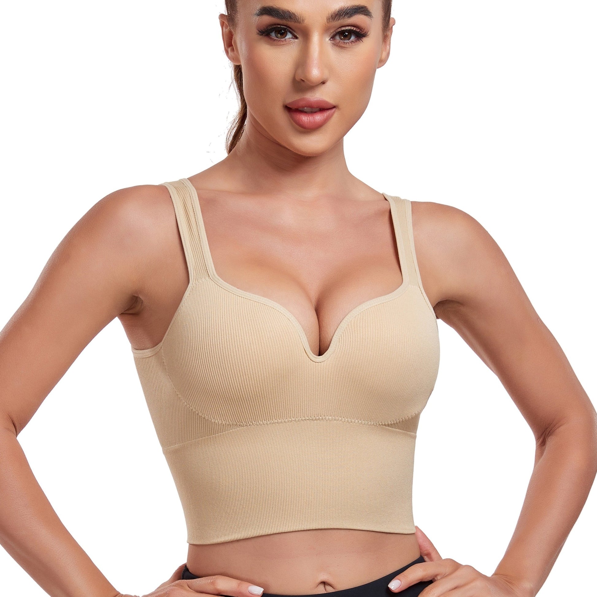 Women's Seamless U-Back Sports Bra, Non-Wired Anti-Sagging Gathered Fixed Pads, Yoga Running Fitness Sports Bra, Shockproof Athletic Wear - Hiccupzz
