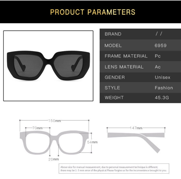 Modern Retro Ins Sunglasses Women's Polygonal Contrast Sunglasses Thick Edge Trendy Sunglasses - Hiccupzz