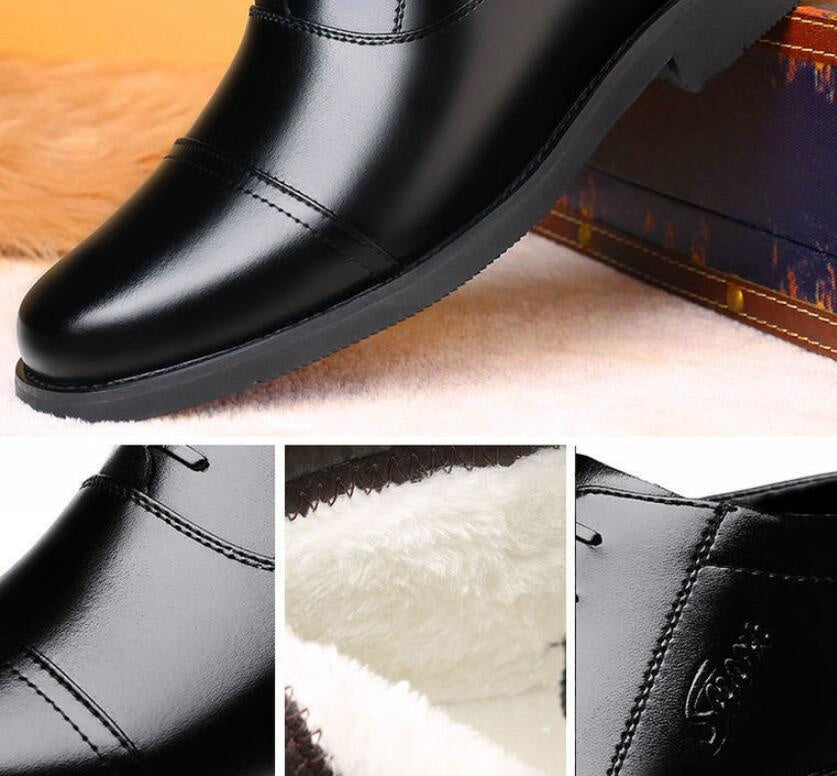 Winter Real Leather With Fleece Lining Men's Cotton Shoes - Hiccupzz