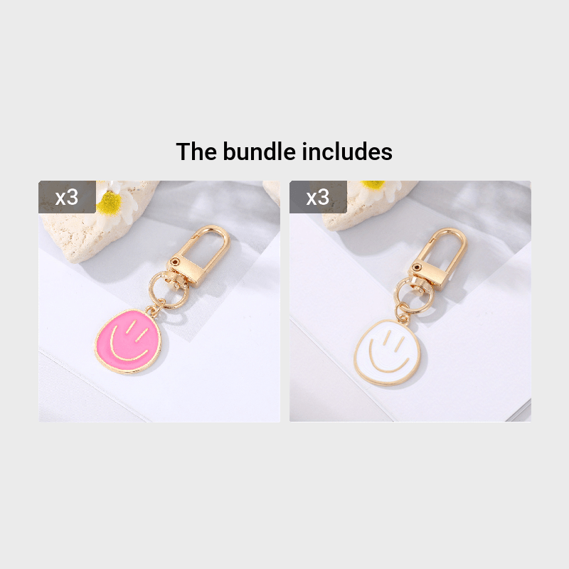 Alloy Enamel Painted Happy Face Keychain – Golden Irregular Expression Key Ring Bag Pendant Accessory - Hiccupzz