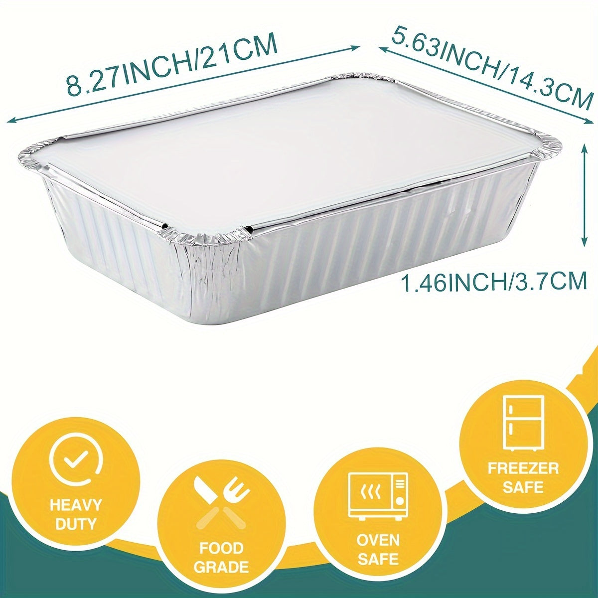 50-Pack Disposable Aluminum Pans with Lids – 8.2"x5.6", Oven & Freezer Safe - Hiccupzz