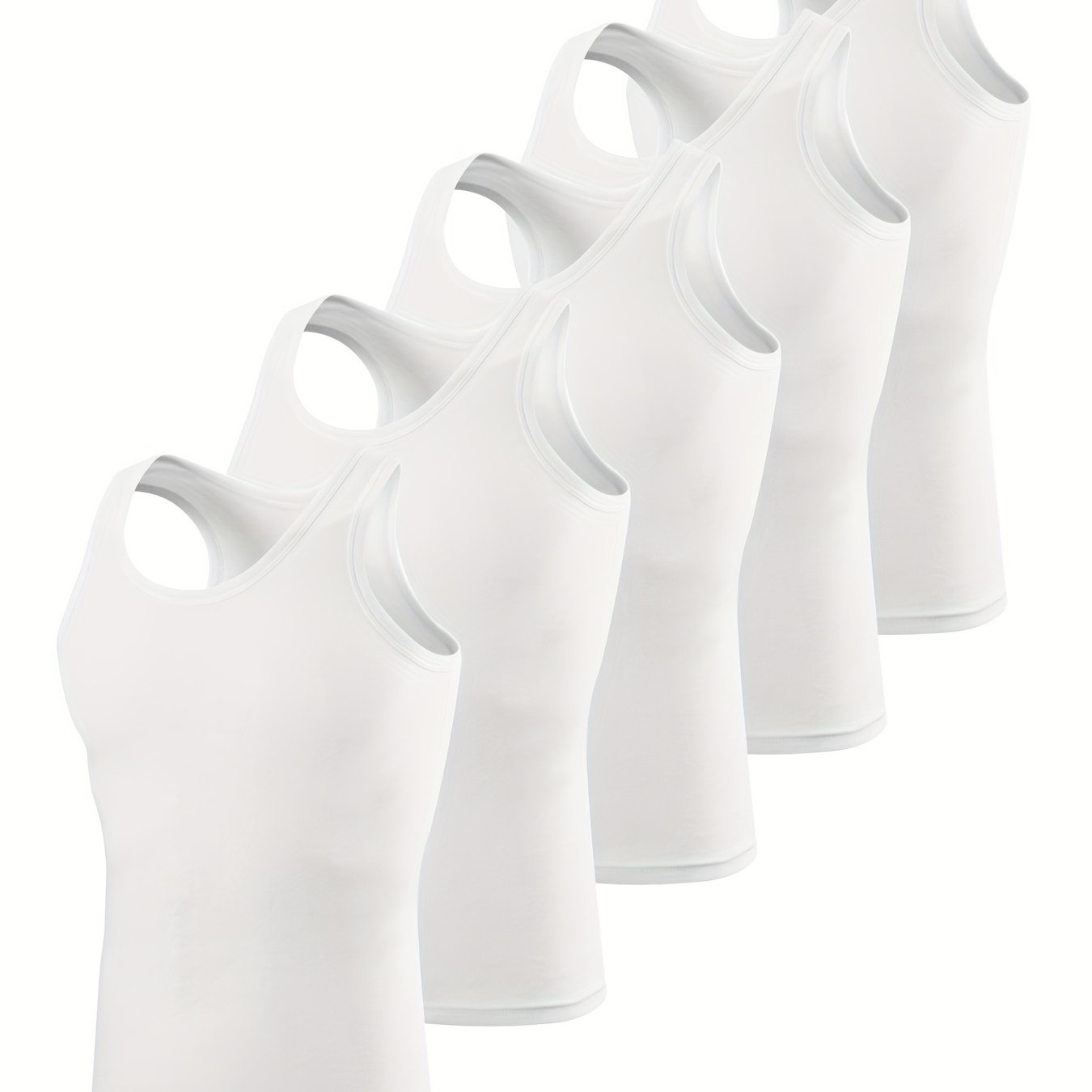5-Pack Men's Tank Tops - Breathable Quick-Dry Fitness Vests, Casual Plain Color Summer Undershirts - Hiccupzz