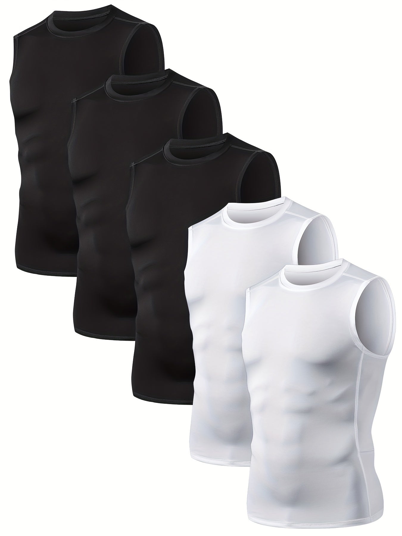 5-Pack Men's Compression Sleeveless Workout Tank Tops for Running & Training - Hiccupzz