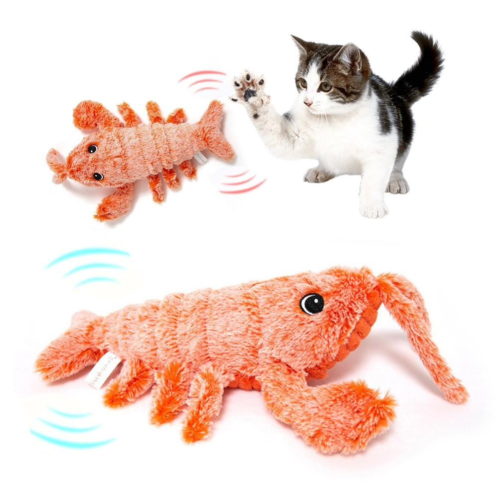 Pet Toys Electric Jumping Shrimp USB Charging Simulation Lobster Funny Cat Plush Pets Toy - Hiccupzz