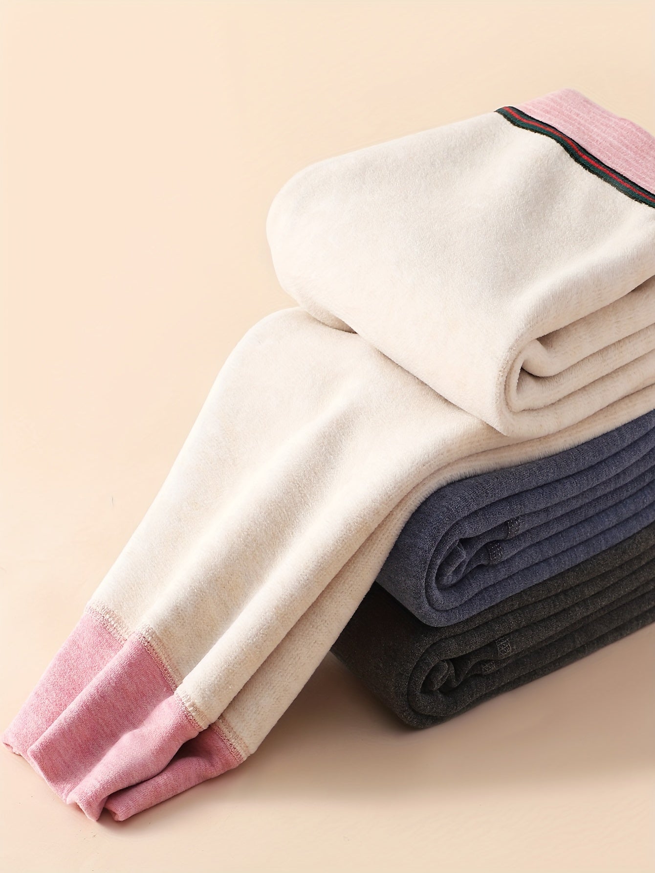 3-Pack Kids' Winter Thermal Pants - 100% Polyester Striped Knit Fabric, Warm Bottoms for Boys & Girls - Hiccupzz
