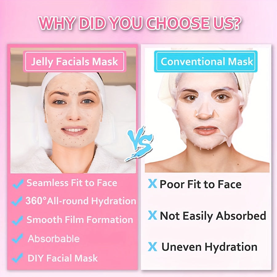 Rose Petal Jelly Facial Mask Powder - Hyaluronic Acid, Collagen, Alcohol-Free, Unscented Cleansing Gel Mask for All Skin Types - Peel Off Moisturizing Skincare for Men & Women, 23 Fl oz Jar (Unisex-Adult) - Hiccupzz